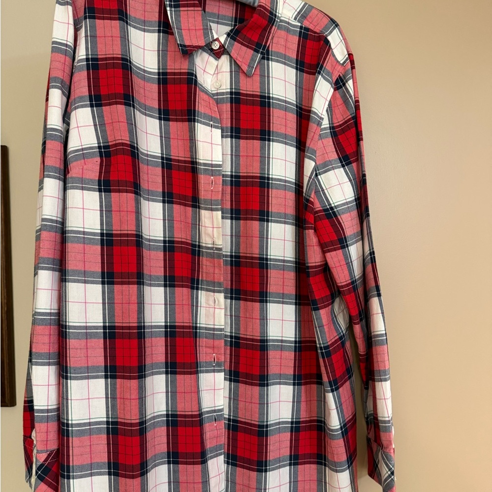 Talbots Seasonal Plaid Button Down Shirt